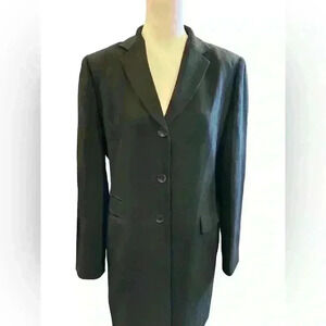 Holt Renfrew Womens Trench Coat Pure Wool Button Front Notch Lapel Black Size 10